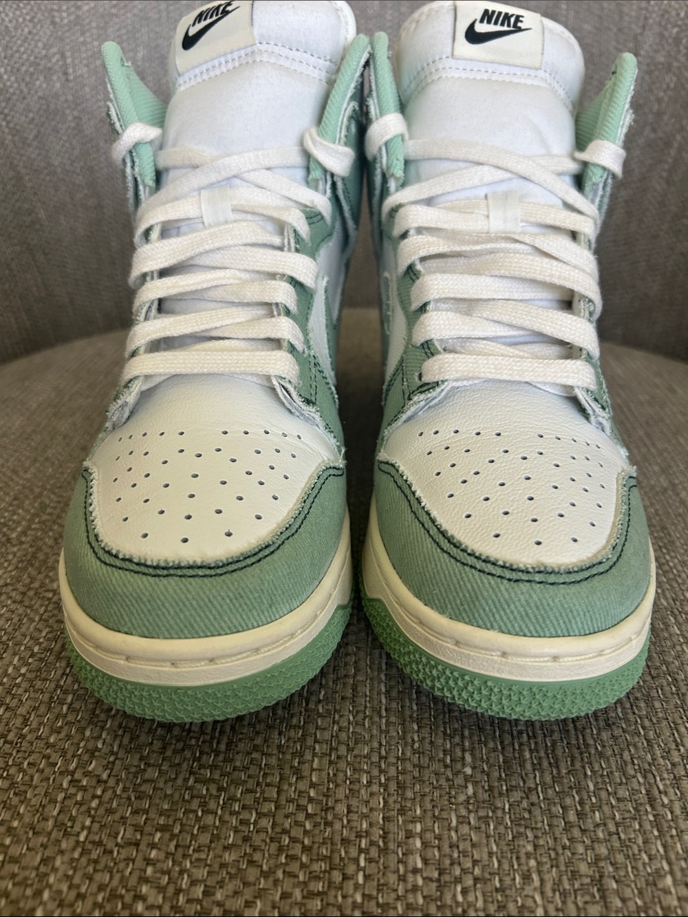 Nike Dunk High 1985 Enamel Green Denim Sneakers - Picture 6 of 7